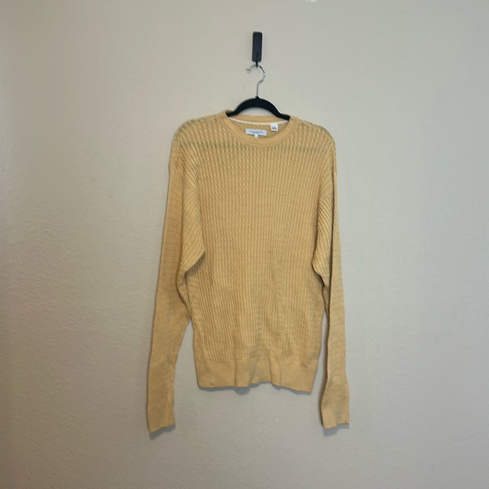 Alex Cannon Yellow Cable Knit Cotton‎ Sweater Size Large